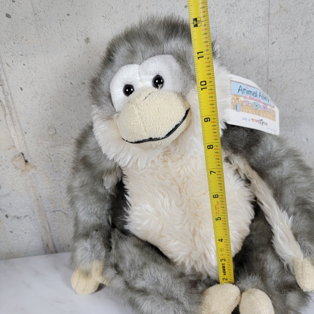 Monkey Plush Stuffed‎ Animal Alley 12" Sitting Gray 2000 Toys R Us Soft Cuddly - Picture 5 of 11